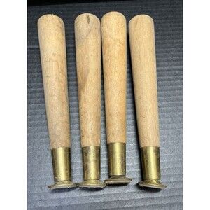 Vtg Royal Japan Wooden Furniture Tapered Legs Mid-Century Leveling Brass Feet